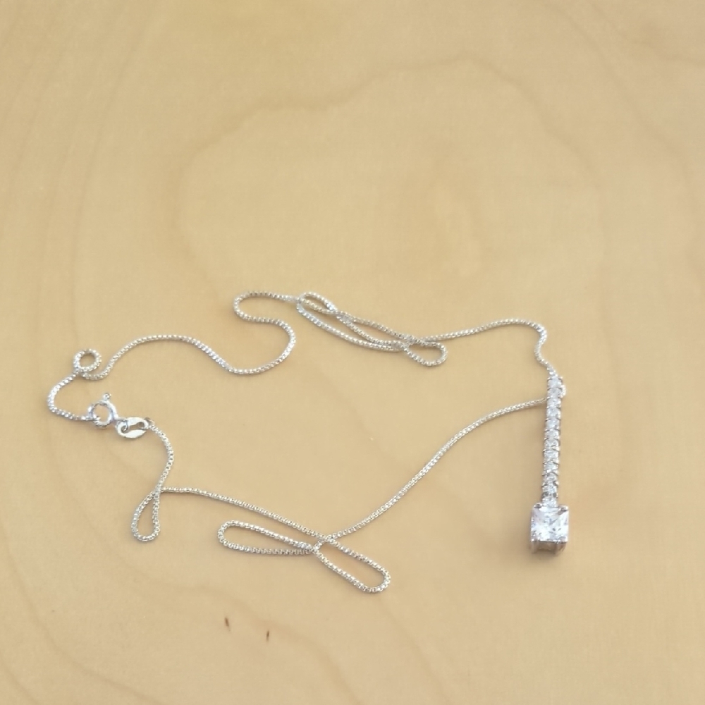 T.J.Maxx Silver Chain Necklace with Crystal Pendant